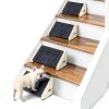 INRLKIT Wood Dog Ramp Gray Pet Safety Stairs 154lb Capacity-0