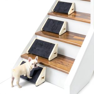 INRLKIT Wood Dog Ramp Gray Pet Safety Stairs 154lb Capacity-0