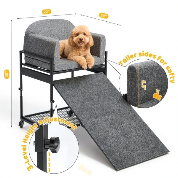 Jingteng Adjustable Dog Ramp Gentle Incline Senior Pets-3