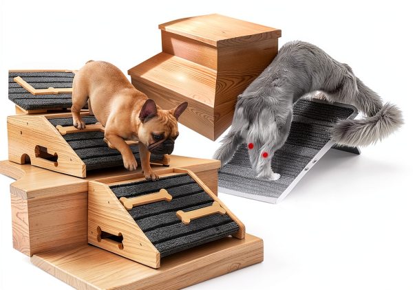 YAQUHO Dog Ramp Pine Wood Anti Slip Stairs Small Medium Dogs-4