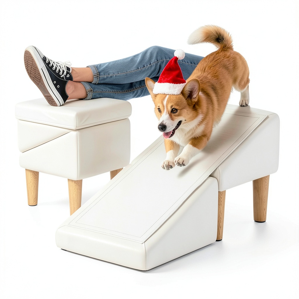 Installing PetSafe Foldable Dog Ramp HXX486 on a wooden desk