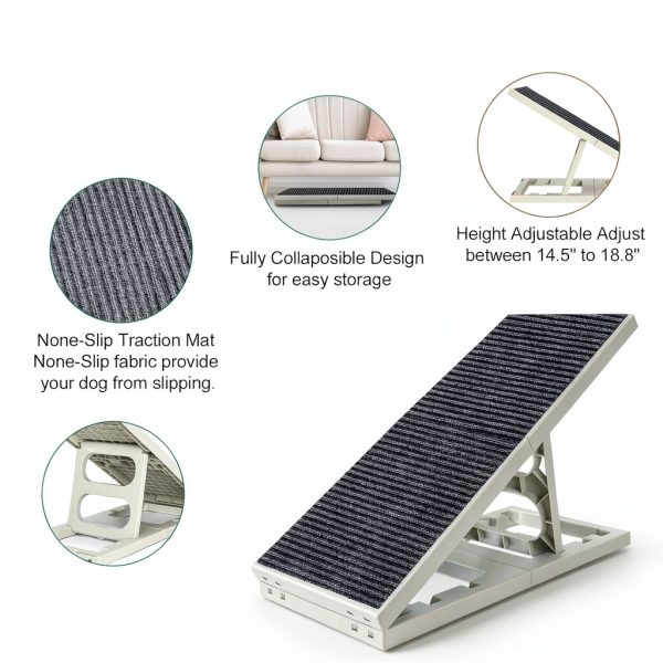 Kacoomi Dog Safety Ramp Adjustable Height Foldable Pet Ramp-4