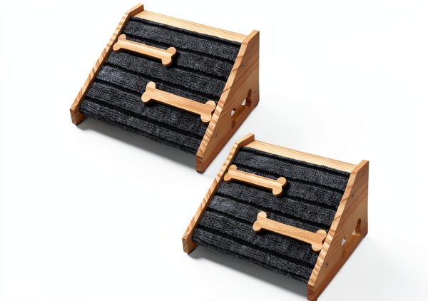 YAQUHO Dog Ramp Pine Wood Anti Slip Stairs Small Medium Dogs-7