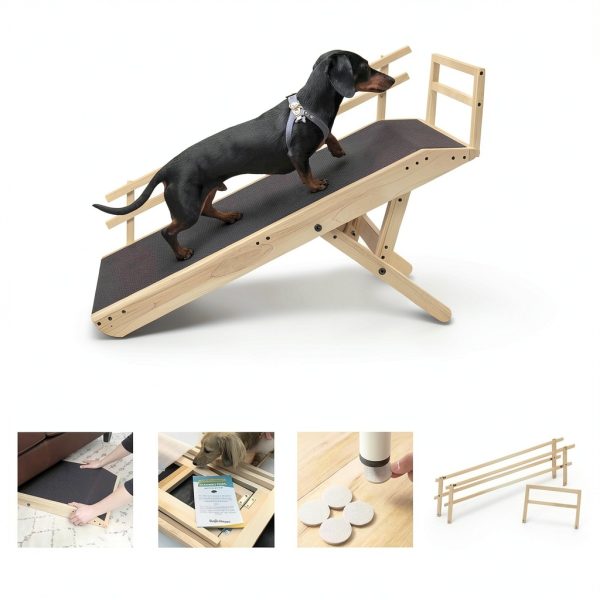 DoggoRamps Couch Ramp Solid Maple Adjustable for Small Dogs-5