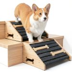 YAQUHO Dog Ramp Pine Wood Anti Slip Stairs Small Medium Dogs-0