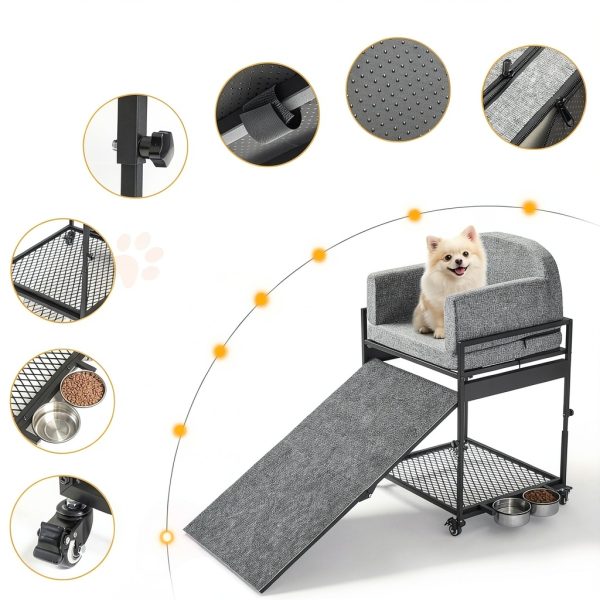 Jingteng Adjustable Dog Ramp Gentle Incline Senior Pets-5