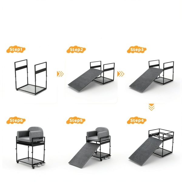 Jingteng Adjustable Dog Ramp Gentle Incline Senior Pets-6