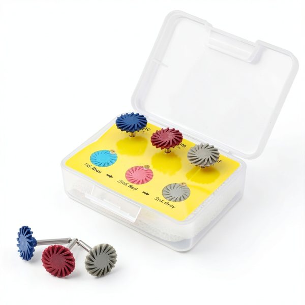 Dental Polishing Kit CHINA 3 Color Diamond Disc Set with Spiral Brush-2