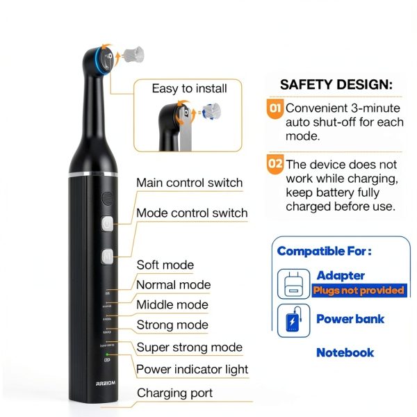 Tooth Polisher RRZIOM Rechargeable Kit with LED Light and 5 Brush-4