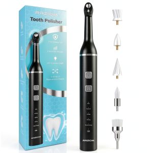Tooth Polisher RRZIOM Rechargeable Kit with LED Light and 5 Brush-0